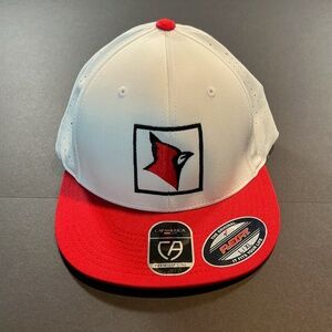Cap America Flexfit L/XL Red White Mesh Baseball Hat Cardinal Logo